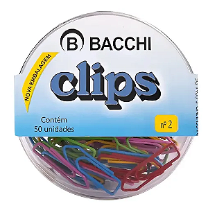 CLIPS COLORIDO 2/0 (00) (50 UNIDADES) EMBALAGEM DE ACRILICO BACCHI
