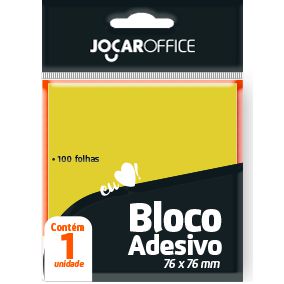 BLOCO ADESIVO AMARELO 76x76 100 FOLHAS JOCAR OFFICE