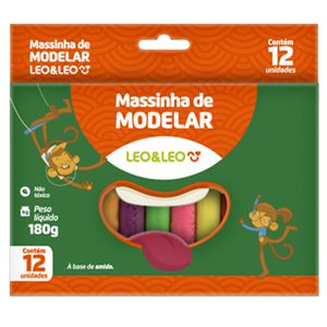 MASSINHA DE MODELAR 180G 12 CORES 12 UN LEO E LEO