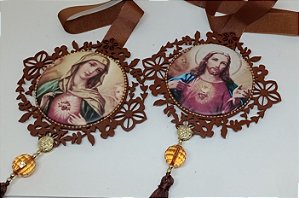 Escapulário de Porta Sagrado Coração de Jesus e Imaculado Coração de Maria