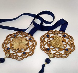 Escapulário de Porta com mandala com Sagrada Família e Espírito Santo