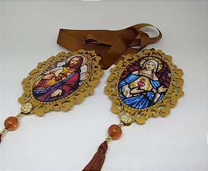 Escapulário de Porta Sagrado Coração de Jesus e Imaculado Coração de Maria