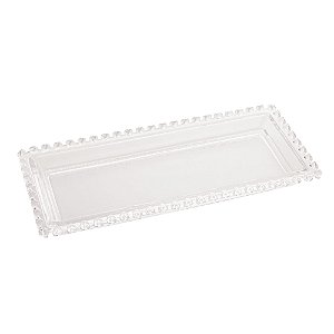 Travessa Bandeja Retangular Cristal De Chumbo Coração 30x13x3cm