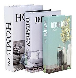 Conjunto 3 Livros Caixa Porta Objetos Decorativo - HOME DESIGN