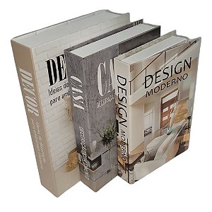 Conjunto 3 Livros Caixa Porta Objetos Decorativo - DECOR CASA