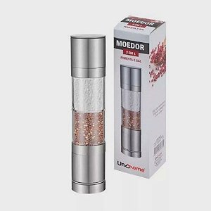 Moedor De Sal E Pimenta Em Aço Inox Gourmet 2 Em 1