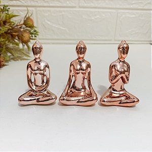 Conjunto de 03 pçs Mini Yoga Porcelana 6cm - Rose Gold
