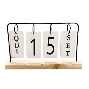 Calendário Decorativo Aramado Com Base De Madeira
