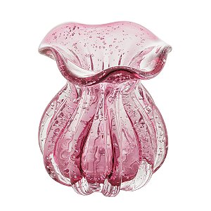 Vaso De Vidro Murano Italy Rosa Pink 11,5x13cm - Lyor