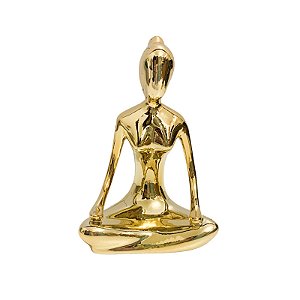 Estátua de porcelana Zen Yoga Meditação - Dourado