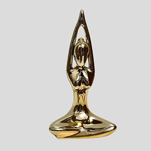 Estátua de porcelana Zen Yoga Lotus - Dourado