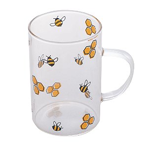 Caneca Vidro Borossilicato Resistente a Calor Bee - 280ml