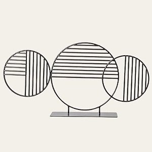 Escultura Decorativa Abstratos Metal Preto 22x43,5x8cm - Mart