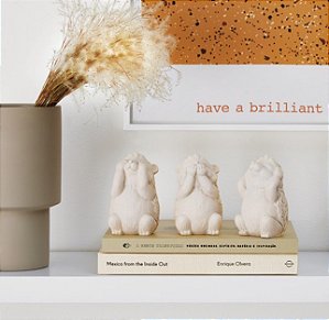 Conjunto de 3 Porco Espinho Sabedoria em cimento Decoração