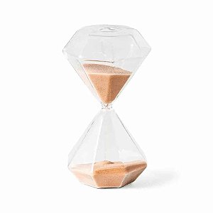 Ampulheta Diamante em Vidro 15 minutos - Bege
