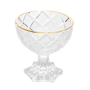 Taça de Sobremesa de Vidro Diamond com Fio de Ouro 170ml Lyor