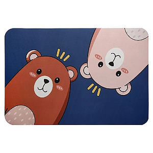 Tapete Absorvente Banheiro Urso Poliéster e PVC 38x58cm