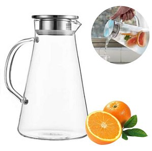 Jarra Agata de Vidro Borossilicato com Tampa de aço inox 1,8L