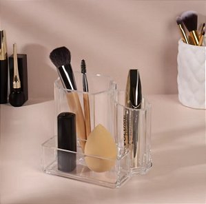Organizador de Cosmeticos Acrilico com 3 Cavidades para Maquiagem
