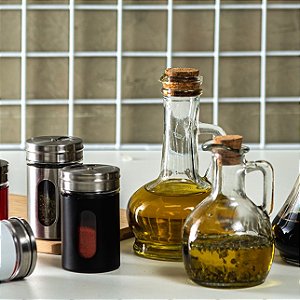 Galheteiro Rustico Porta Azeite De Vidro Tampa Cortiça 230ml - Lyor