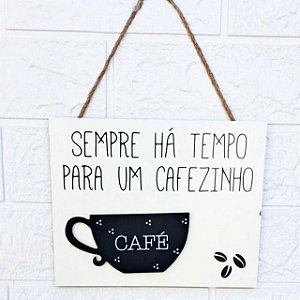 Quadro Placa para o Cantinho de Café Decorativo em Madeira 20x16cm