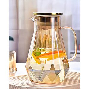 Jarra Ambar de Vidro Borossilicato com Tampa de aço inox 1,8L