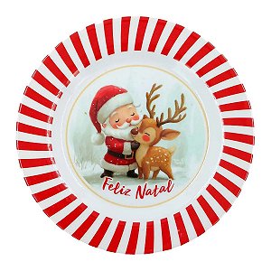 Prato Natalino Papai Noel 25x25cm Plástico - unid