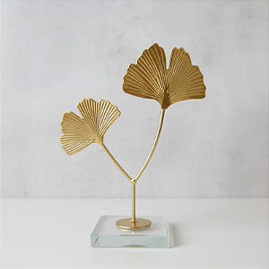 Escultura Folhas de Metal Decorativa decoração 16cm