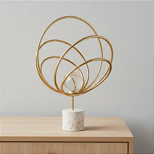 Escultura Decorativa Casa Argolas Dourada Decoração 22,5cm