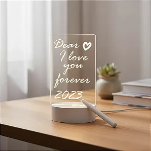 Luminária 3D de Led Escrever Regarregável Lousa Led E Caneta