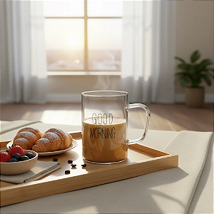 Caneca de Vidro Borossilicato Good Morning 400ml