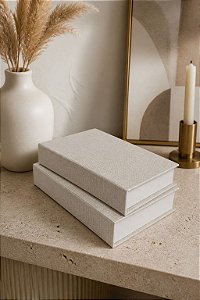 Conjunto 2 Livros Caixa Porta Objetos Decorativo Papel e Poliester