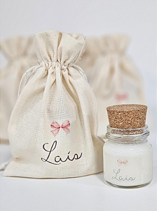 MINI VELA ROLHA 30G + SAQUINHO DE ALGODÃO CRU - Personalizados