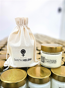 VELA VIDRO 140G + SAQUINHO DE ALGODÃO CRU - Personalizados