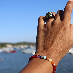 Pulseira 7 Chakras Cornalina