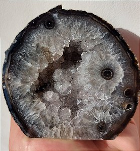 Geodo de Ágata Negra Natural-Sorte-Cura-Equilíbrio do Yin-Yang-Equilíbrio emocional