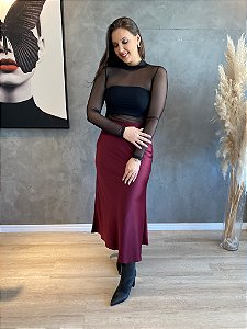 BLUSA EM TULE COM TOP PRETA
