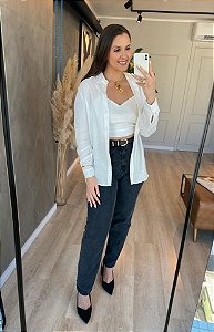 CONJUNTO BELLA CAMISA E CROPPED OFF WHITE