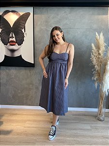 VESTIDO RISCA DE GIZ GRAFITE