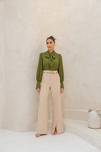 CALÇA ALFAIATARIA COM CINTO AREIA