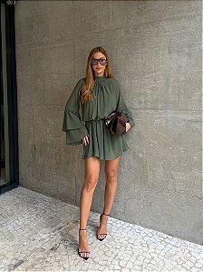 VESTIDO MACAQUINHO HAZEL BOHO VERDE