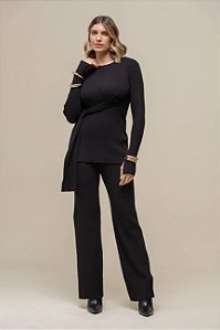 BLUSA TRICOT DETALHE AMARRAÇÃO PRETA