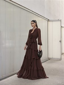 VESTIDO ELISA MARROM