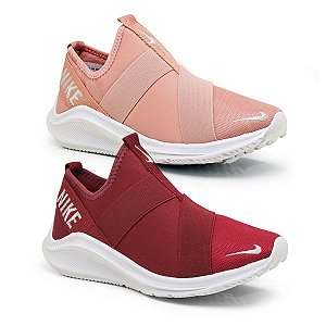 Tênis Meia Nike Slip On Sem Cadarço Elástico Bege e Vermelho