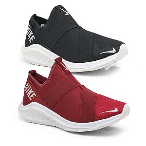 Tênis Meia Nike Slip On Sem Cadarço Elástico Preto e Vermelho