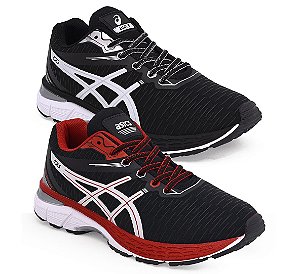 Kit 2 Tênis Asics Revelation Preto Branco e Preto Vermelho