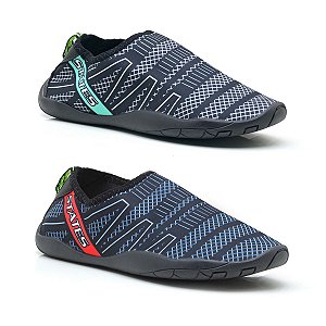 Kit 2 Sapatilha Neoprene Aquática Masculino Azul Marinho e Preto