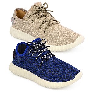 Kit 2 Pares Tênis Adidas Yeezy Boost bege e marinho masculino