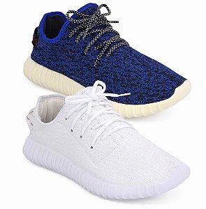 Kit 2 Pares Tênis Adidas Yeezy Boosst branco e marinho feminino