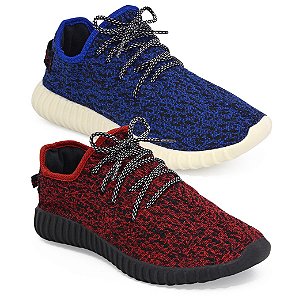 Kit 2 Pares Tênis Adidas Yeezy Boosst marinho vermelho feminino